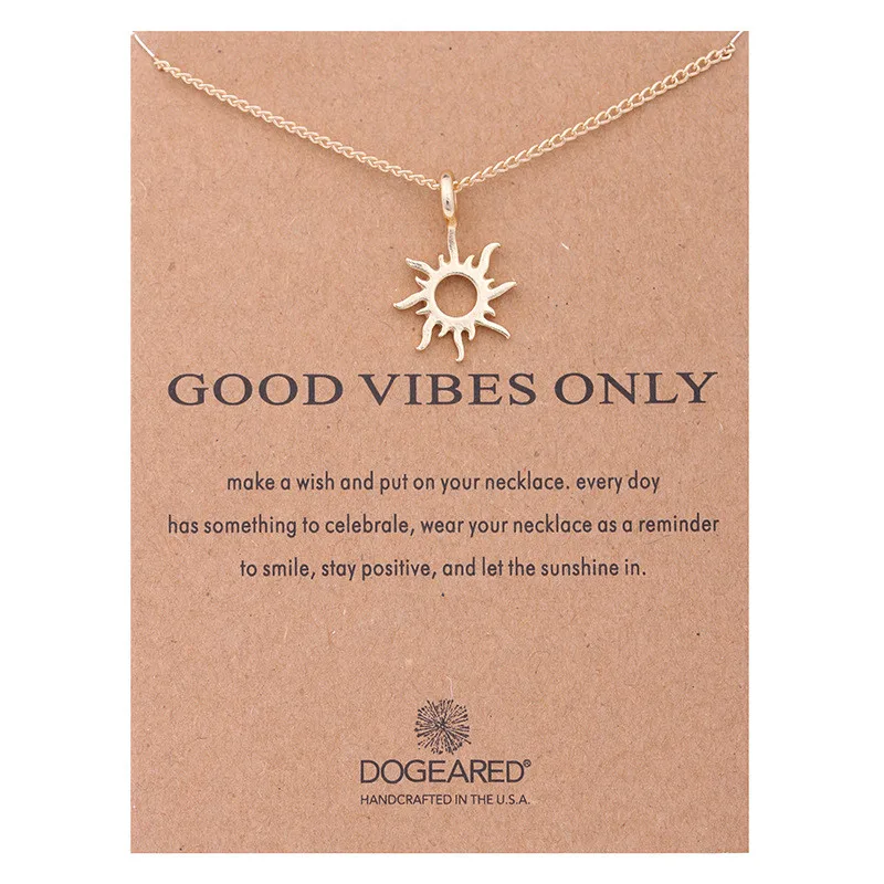 

2019 Fashion Jewelry Gold Silver Color Good Vibes Only Sun Chocker Necklace Pendant for Women Girl Best Gift