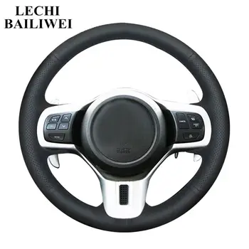 

DIY Hand-stitched Black Artificial Leather Car Steering Wheel Cover for Mitsubishi Lancer 10 EVO Evolution