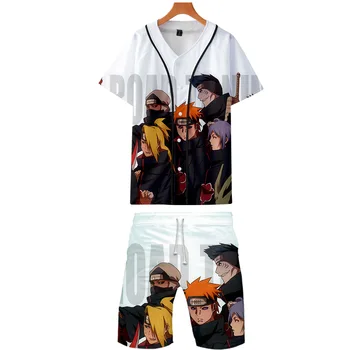 

Naruto 3D Printed Men Two Piece Set Fashion Baseball Tshirts+Casual Shorts 2019 New arrival Harajuku Casual Streetwear Clothes