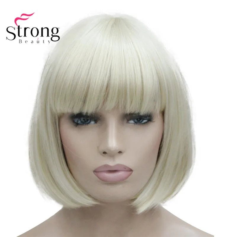 StrongBeauty Auburn короткий прямой Боб с челкой синтетические волосы женские полный парик центр кожи Топ