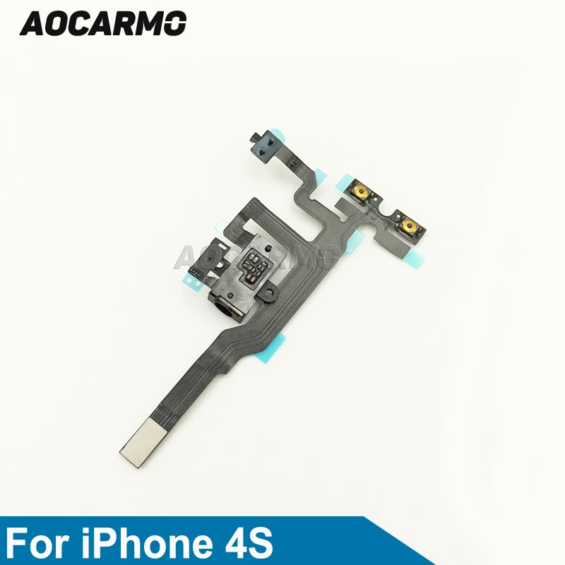 Aocarmo для iPhone 4S, белый, черный разъем для наушников, бесшумный переключатель, Кнопки громкости, аудио гибкий кабель