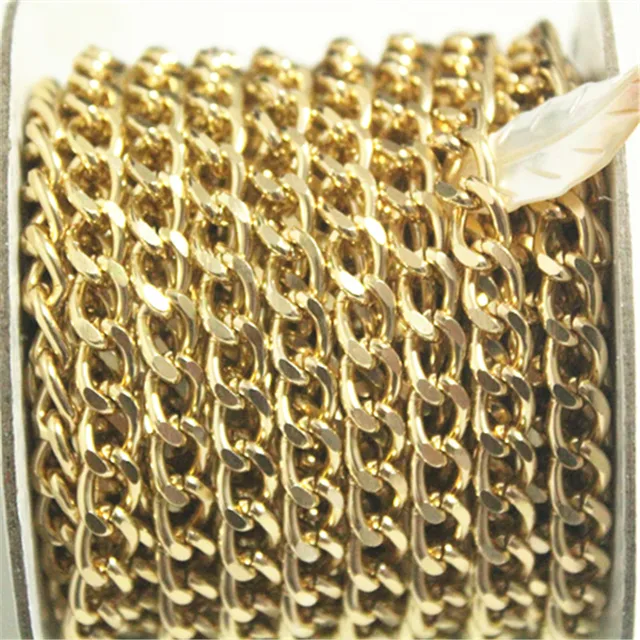 10yards Gold Curb Chain Roll,Aluminum Chain, Open Link Chain per Link