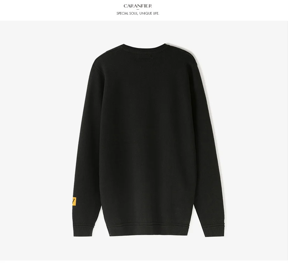 CARANFIER 2pcs New Letter printing Sweater Men Fashion Slim Fit Contrast Color Knit Pullover Plus Size Brand Clothing Male M-3XL