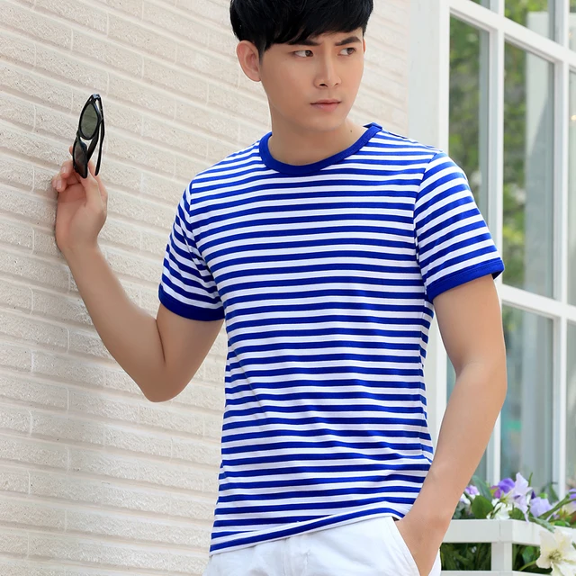 blue and white striped t shirt