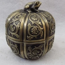 USPS в США S0328 Китайский Народный Классический Бронза Медь Фэн-Шуй лягушка тыквенные чаши Черепок Банку Горшок Окне