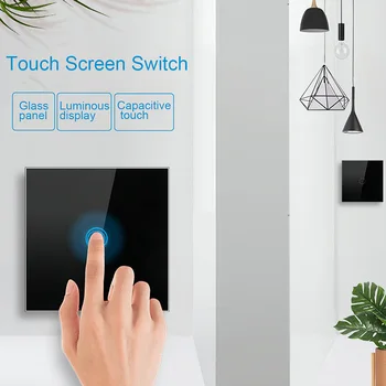 

Hoomall 1/2/3 Gang 1 Way Panel Switch AC 110-240V EU/UK Standard LED Crystal Glass Panel Home Wall Touch Screen Switch
