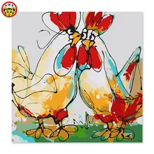 Картина по номерам художественная Раскраска по номерам пара куриных мультипликационных ресторанов