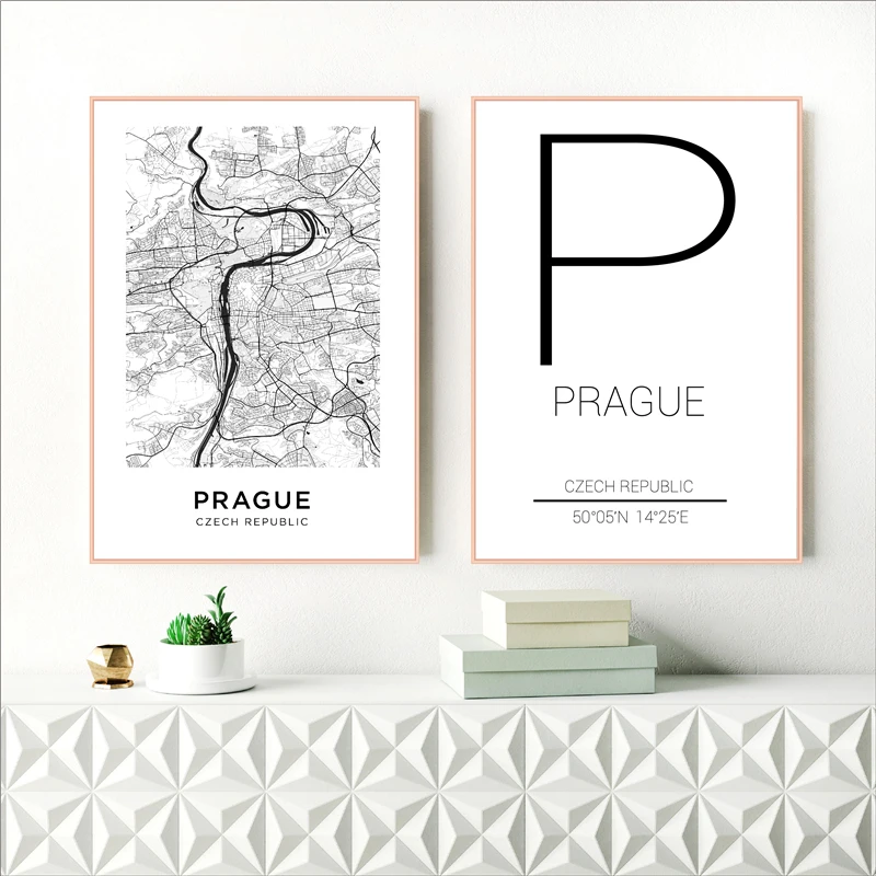 

Prague City Poster Czech Republic Map Print Modern Canvas Painting Wall Art Pictures For Czechia Living Room Home Decoration