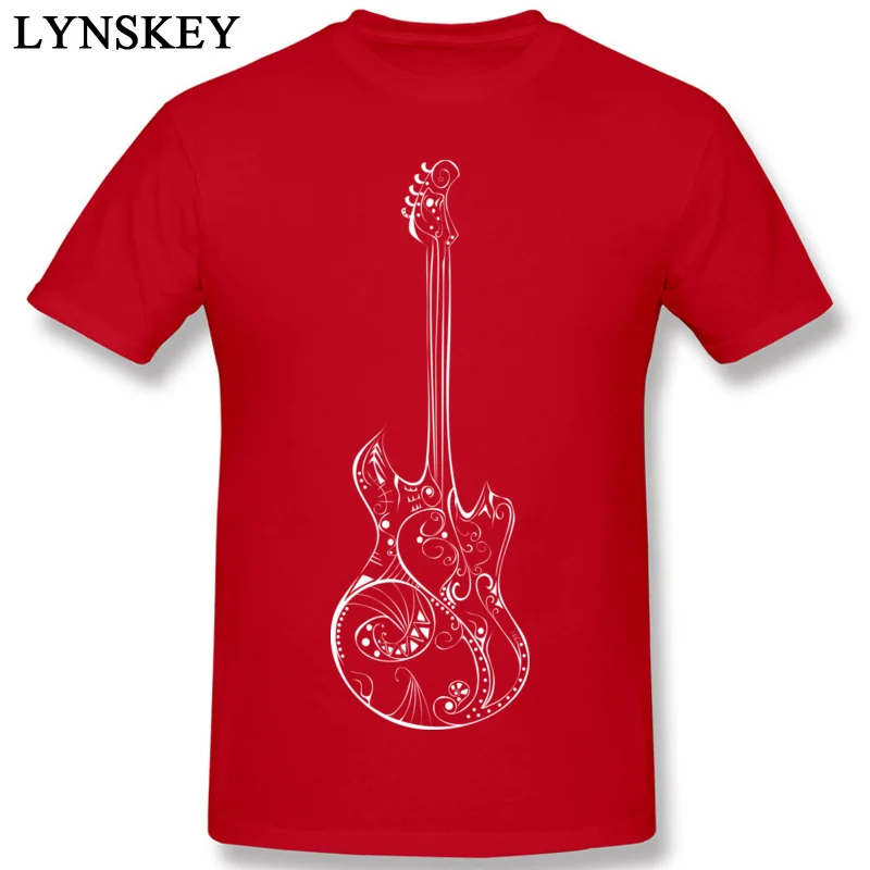 Newest Male T-Shirt Round Neck Summer Autumn Short Sleeve 100% Cotton Tops Shirt Love Music Guitar Street Tee-Shirts red