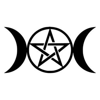 

15cm*7.6cm Triple Moon Goddess Wicca Pentacle Cartoon Stickers Decals Black/Silver S3-4667