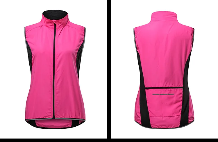 Женская Спортивная одежда для улицы, ветронепроницаемый жилет для велоспорта без рукавов, велосипедные майки, штормовка, водонепроницаемая велосипедная розовая Светоотражающая жилетка