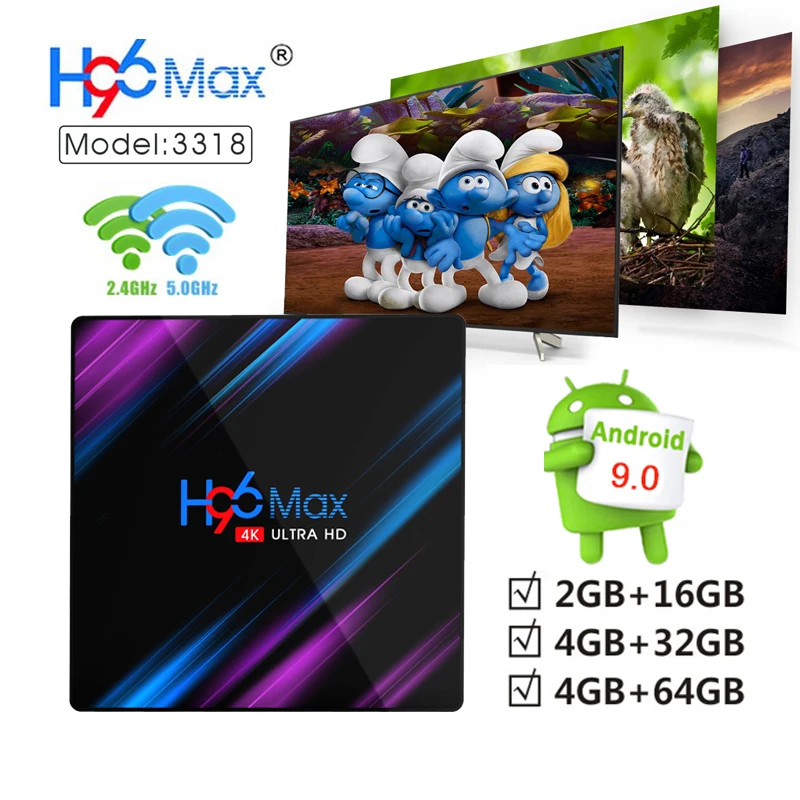 

NEW Android 9.0 H96 max Smart TV BOX 4GB RAM 32GB RAM RK3318 Quad Core 2.4G/5G wifi 1080P H.265 BT4.0 YouTube Media Player