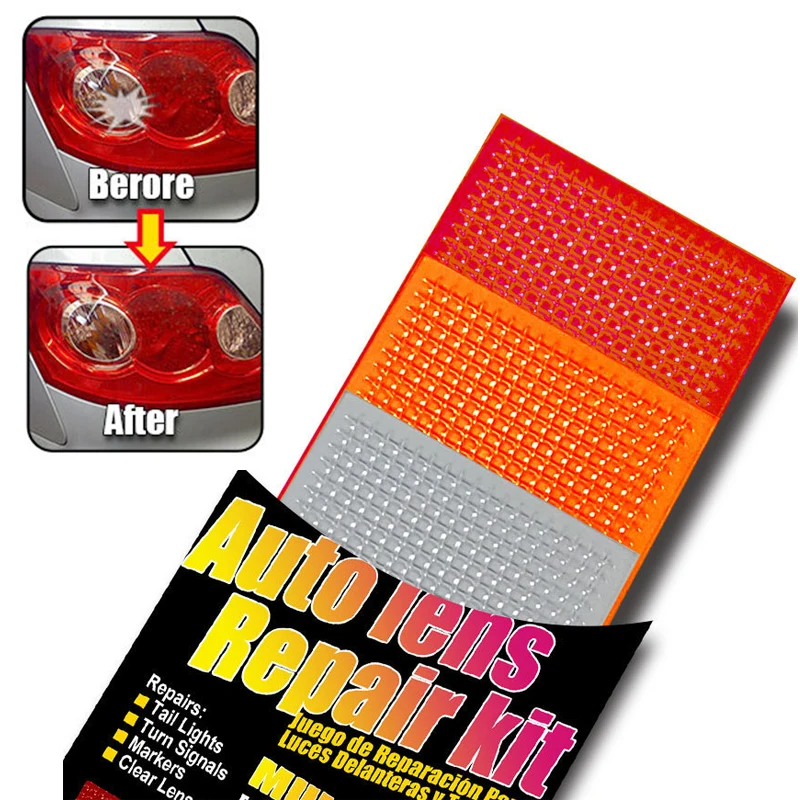 

HOYOO DIY Grid Pattern Auto Lens Repair Kit Quick Fix A Cracked Broken Tail Light Smooth Surface Polish Red Amber Clear Color