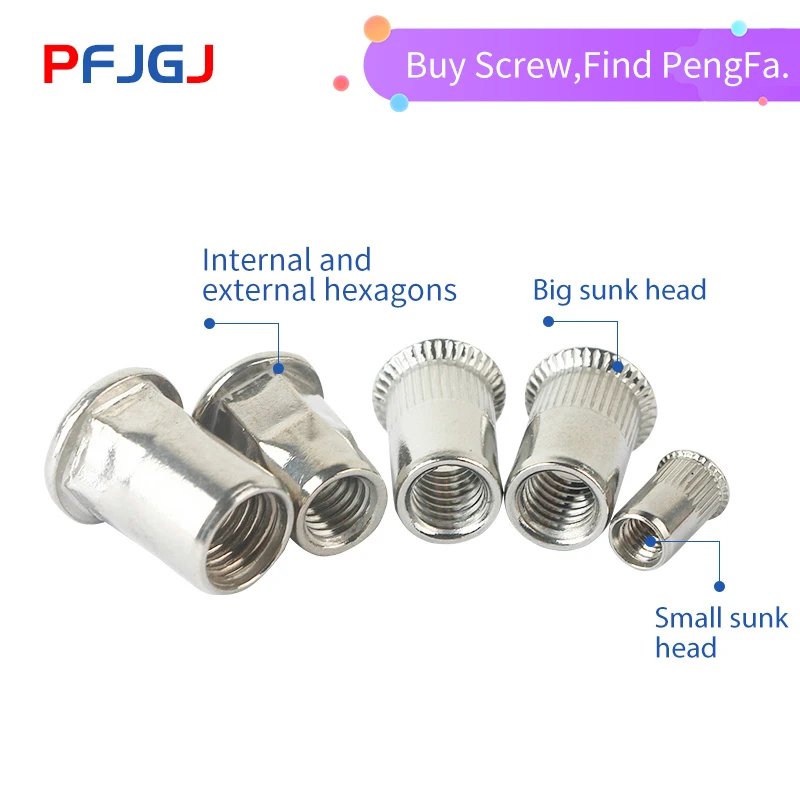 

PF 304 stainless steel small countersunk head riveting large countersunk head riveting inside and outside hexagonal riveting nut