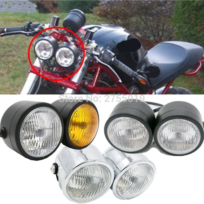 New Motorcycle Retro Double Headlight Motorcycle Dual Headlamp Street Fighter Naked Dominator For Harley Honda Suzuki Kawasaki Dominator Dominator Hondadominator Headlight Aliexpress