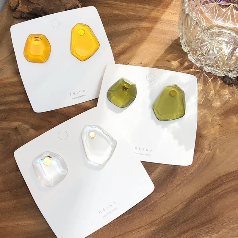 

Korean Asymmetric Earrings Irregular Transparent Acrylic Bohemian Fashion Women Ear Rings 2019 Hypoallergenic Earrings Jewelry