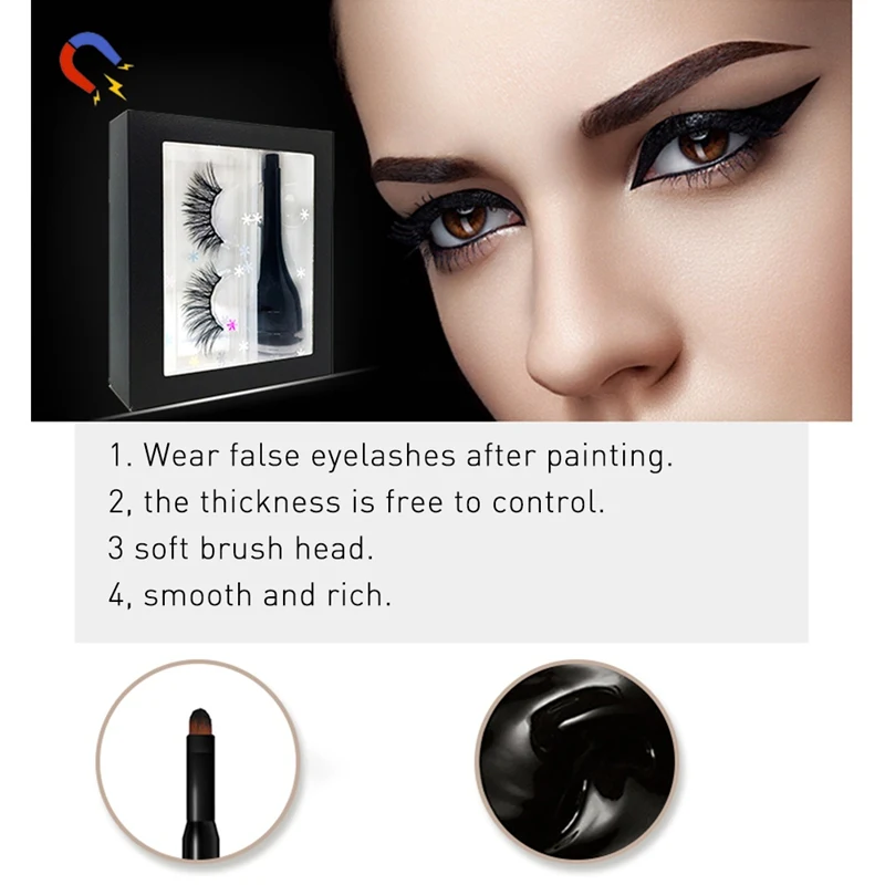 2019 3D Reusable False Eyelashes Magnetic Mascara Waterproof Long Lasting Eyeliner Set Professional Makeup