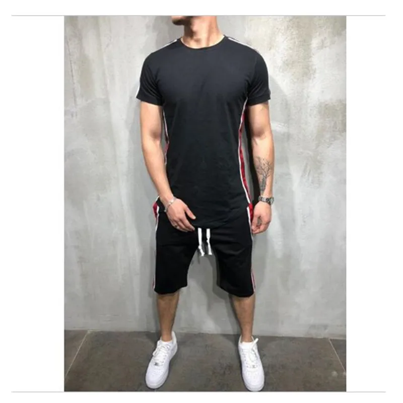 2019 Новый Модный популярный Стиль Повседневный полосатый сшивание хип-хоп спортивный мужской костюм дышащий комфорт