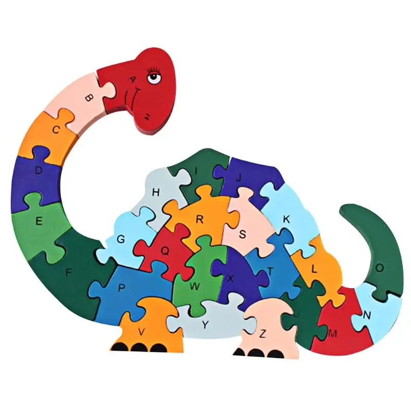 Детский деревянный ребенок игрушки Алфавит A-Z номер 1-26 строительные блоки головоломка динозавр жираф слон формы Игры развивающие игрушки