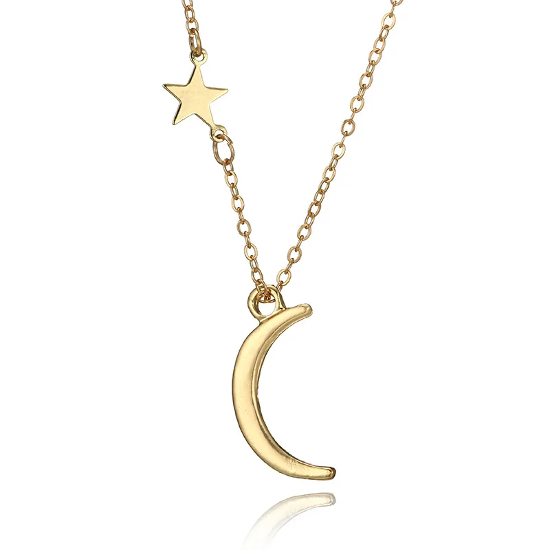 RscvonM простое ожерелье с подвеской в виде звезды и Луны для женщин, золото/серебро, цвет Bijoux Maxi, массивное ожерелье, модное ювелирное изделие