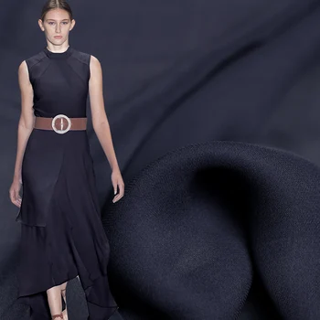 

Pearlsilk Navy Blue Fancy Crepe Georgette Fabrics 100% Silk Garment Materials Summer Suit-Dress Cloth Freeshipping