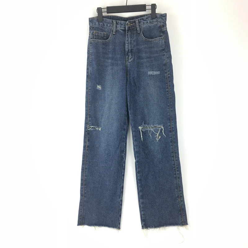

New Girls Jeans Full Length Straight Pants Zipper Fly Denim Jeans Women