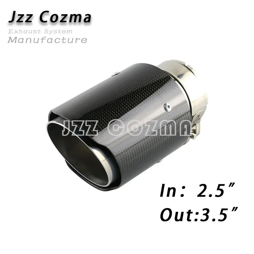 Jzz Cozma 2,2" впускная выхлопная труба для 3,5"/" /4,5" выход из углеродного волокна akrapovic выхлопная труба с выхлопными наконечниками зажим - Цвет: Glass S IN2.5 OUT3.5