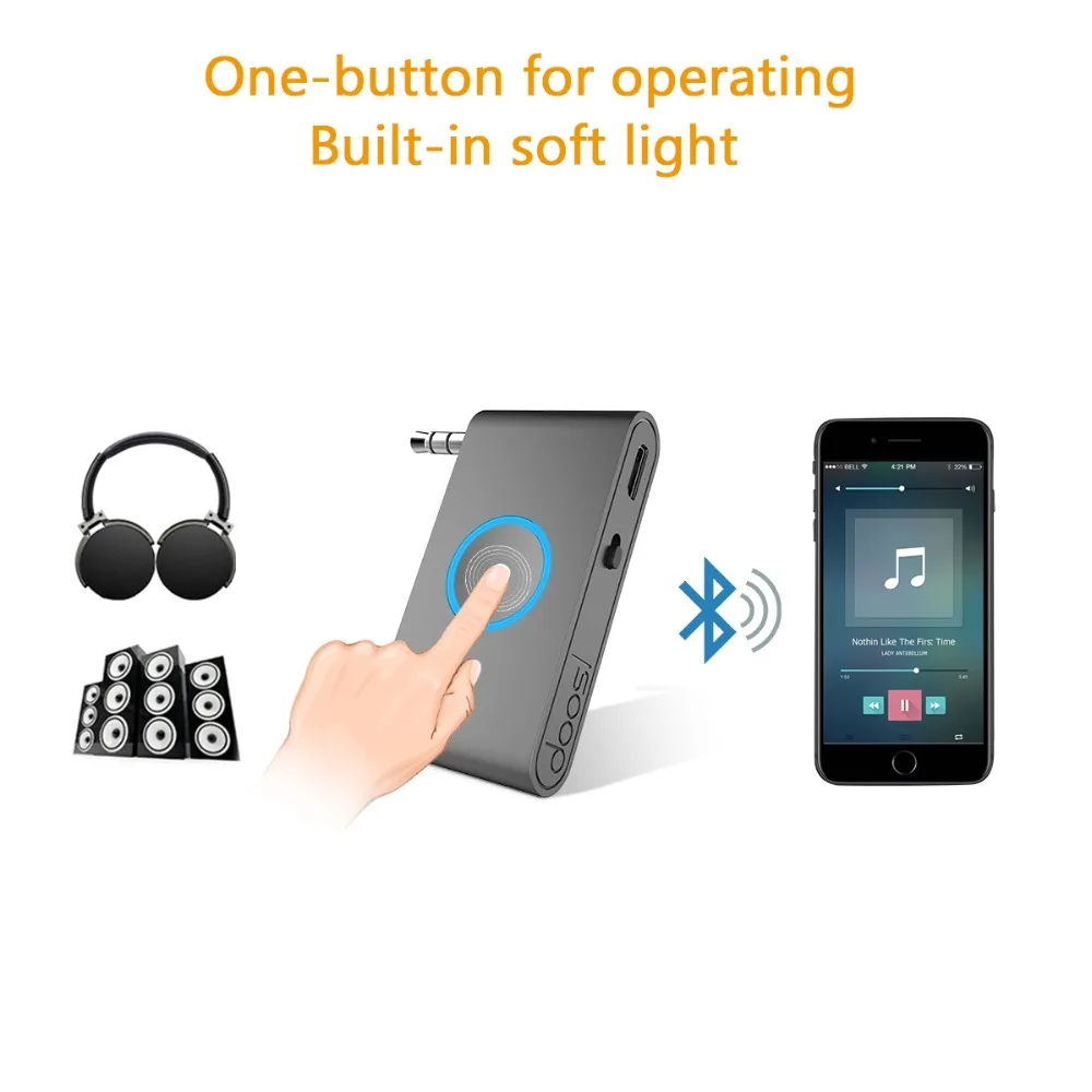 Bluetooth приемник 4,1, Doosl Bluetooth 4,1 портативный беспроводной музыкальный приемник аудио адаптер для аудио стерео динамик и автомобильный комплект