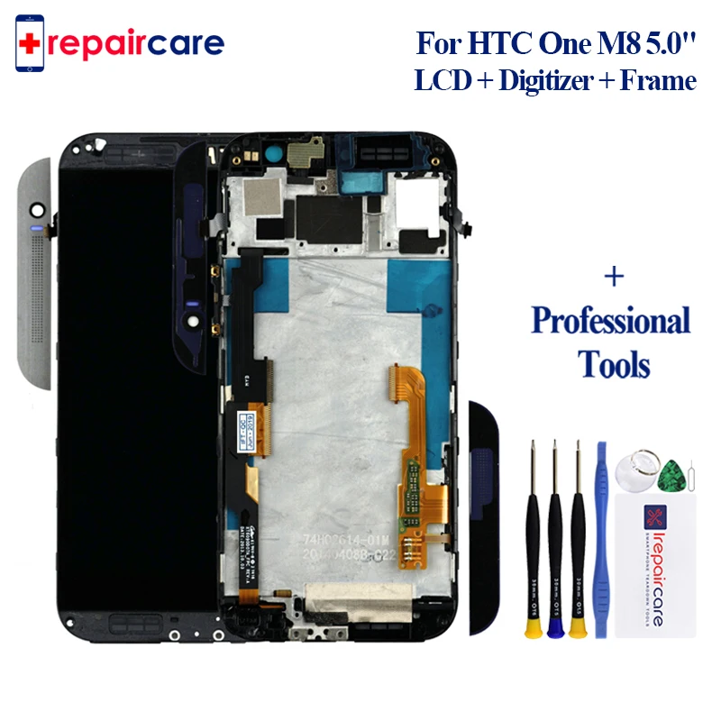 

5.0" Original LCD For HTC M8 Display with Frame For New HTC One M8 Display Touch Screen Digitizer Replacement For HTC M8 Screen