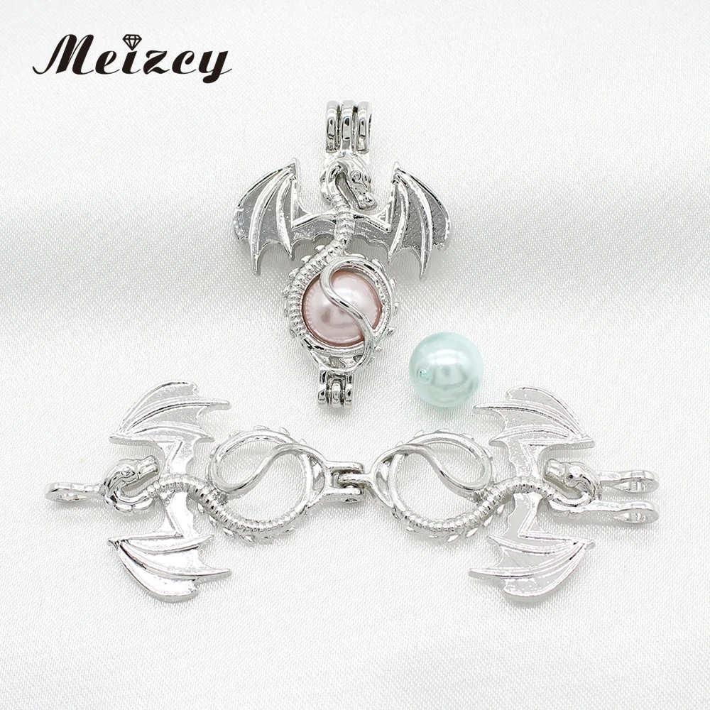 10pcs Silver Plated Flying Dragon Pearl Cage Diffuser Lockets Pendant for Aromatherapy Perfume Essential Oil Necklace Making 4