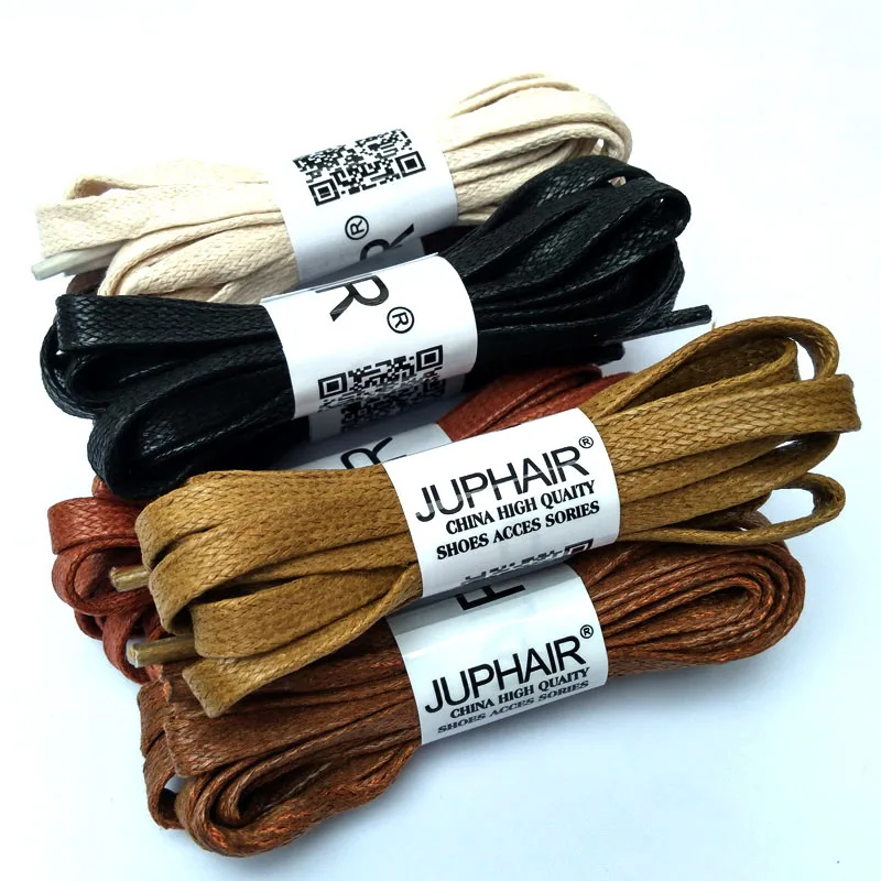 JUP 1 Pair New Flat Waxed Unisex Shoelaces Dress Canvas Shoe Lace Sneaker Boots Cotton Shoes Laces Unisex Strings Shoelace Color