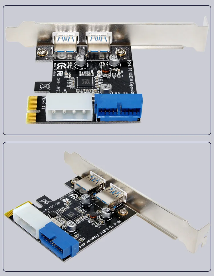 USB 3,0 PCI-E адаптер карты расширения внешний 2 порта USB3.0 концентратор внутренний 19pin Заголовок карта PCI-E 4pin IDE разъем питания