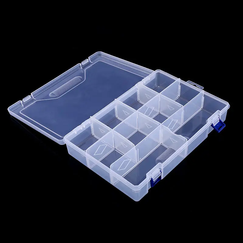 

Fashion 10 Grids Adjustable Transparent Plastic Storage Box for Component Jewelry Tool Box Bead Organizer Nail Art Tip Box