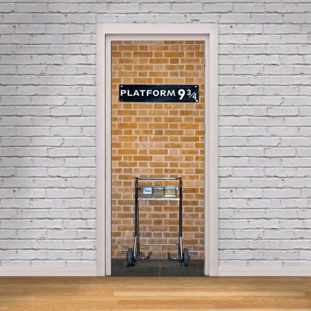 JX-LCLYL 77*200cm 3D Harry Potter Platform 9 3/4 Door Wall Sticker Art Self Adhesive Mural Decor