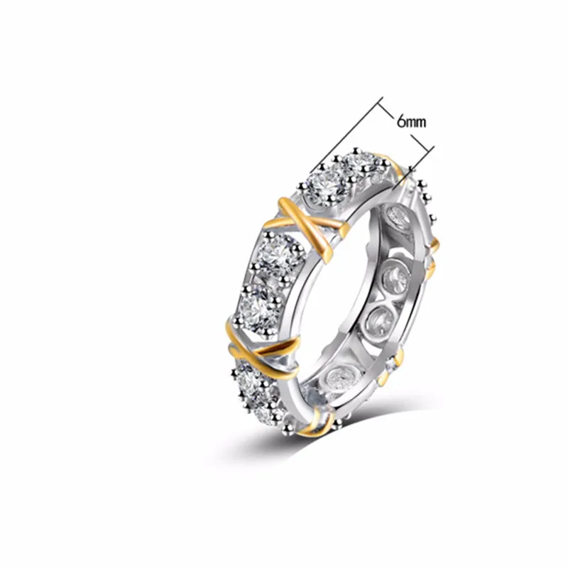 Kiteal Classic X cross Tied Silver&ampgold mixed color Jewelry Ring AAA Zircon Rhinestone Crystal for Women Best Lovers'Gifts|Кольца| |