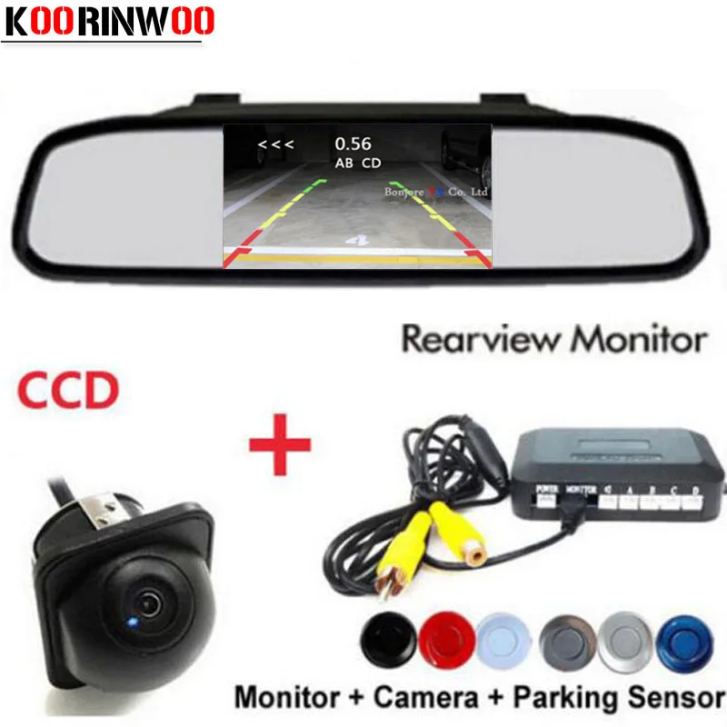 Koorinwoo Dual Core CPU Car Parking Sensors Alarm Buzzer Rear mirror Radar Car Rear view font