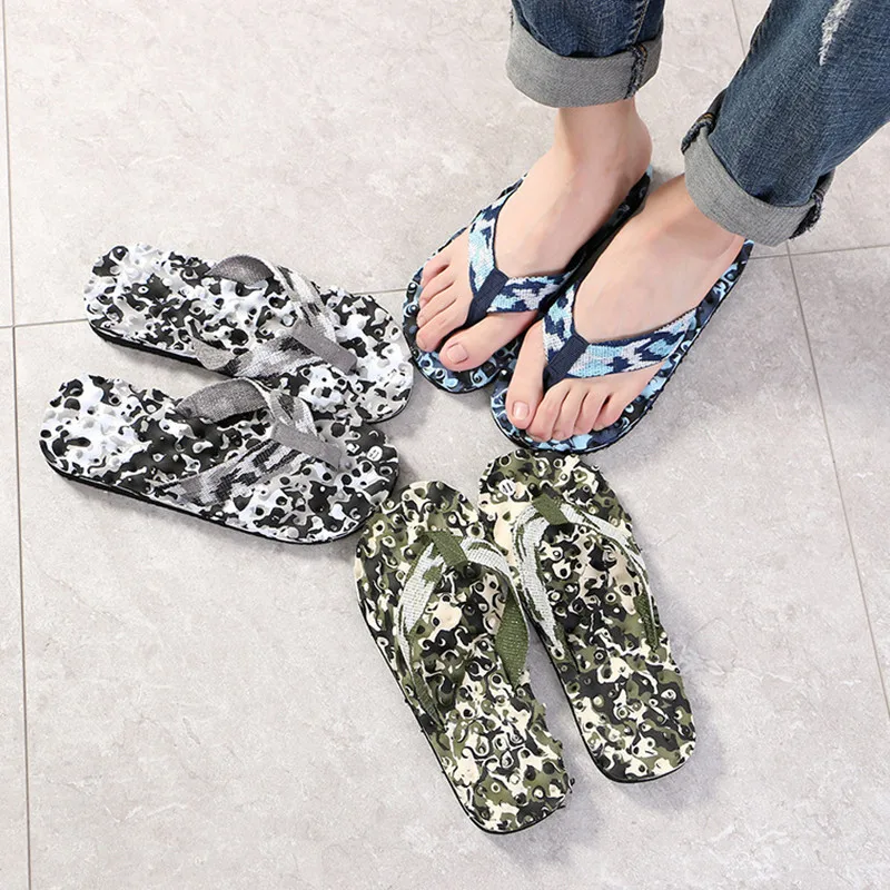 Men's fashion wild casual camouflage flip-flops beach slippers indoor outdoor casual men's non-slip flip-flops