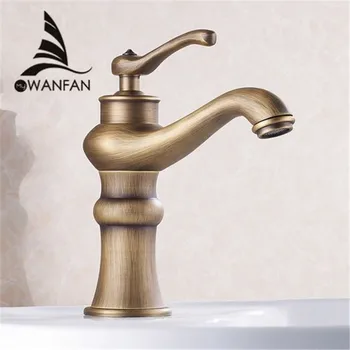 

Basin Faucets Antique Bronze Brass Deck Bathroom Vessel Sink Faucet Tall Single Handle Hot Cold Mixer Water Tap WC Taps HJ-6601F