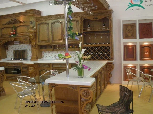 الفاخرة الصلبة الخشب مطبخ مجلس الوزراء (LH-SW032)
