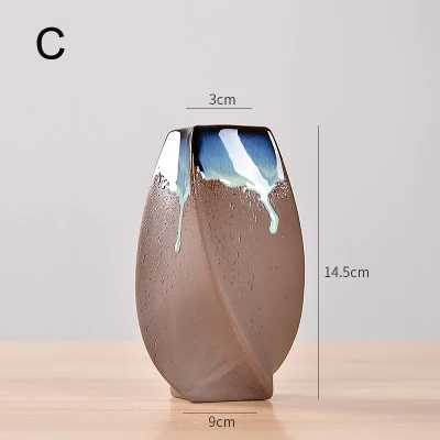 Ретро печь керамическая ваза предмет интерьера, украшение вставляется цветочный контейнер Ваза Ремесло искусственная сушеная ваза для цветов украшения - Цвет: C