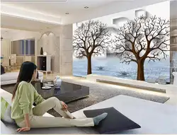 Пользовательские 3D Фото Обои номер росписи 3d в форме сердца кольцо силуэт дерева фото диван ТВ фон нетканые HD фото обои