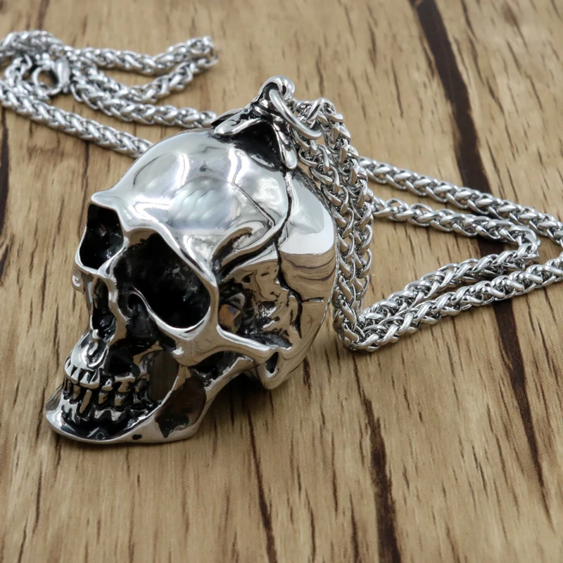 New Necklace Men Biker Motorcycle Style Black Stainless Steel Big Skull Pendants Necklaces Charm Jewelry Party Gift punk rock
