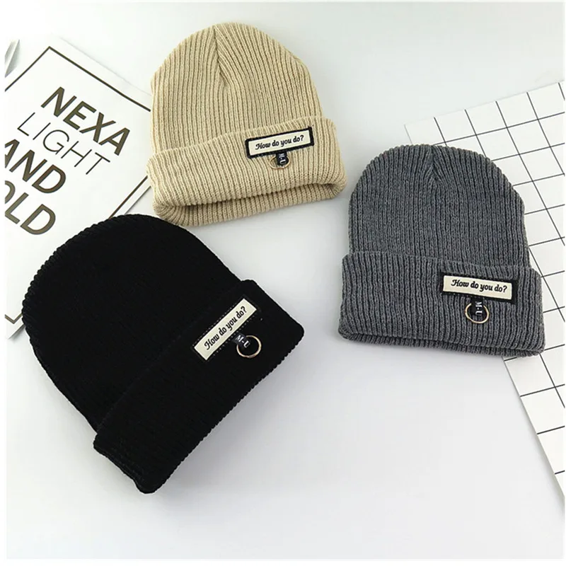 Зимняя Весенняя Новая повседневная вязаная шапка Skullies& Beanies, модная новинка, шерстяная хлопковая шапка для женщин и мужчин