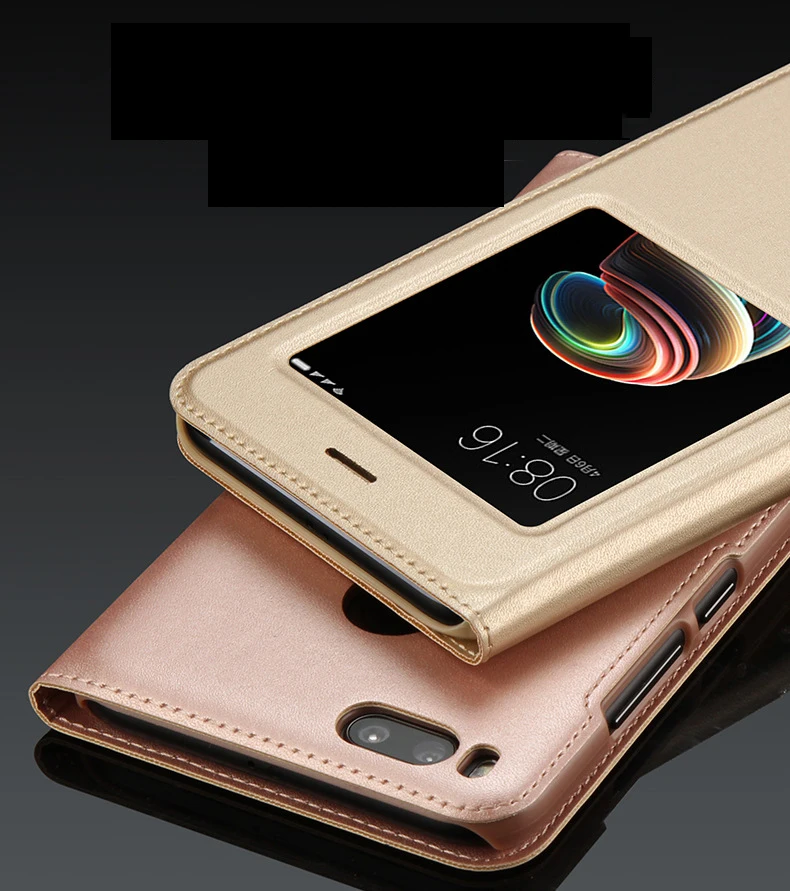 Бизнес Стиль чехол для Xiaomi 5x искусственная кожа флип Вид из окна телефона