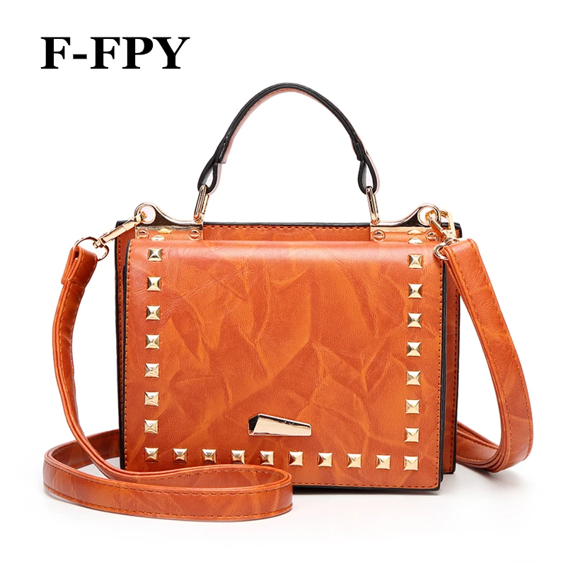 

New Women Satchels Handbags PU Leather Female Crossbody Shoulder Bags Ladies Vintage Rivets Design Messenger Bags Bolsa Feminina