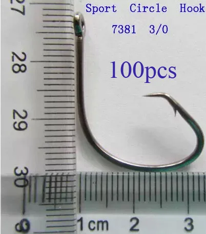 50Pcs 7381 Offset Sport Circle Hook High Carbon Steel Barbed Fishing Hooks
