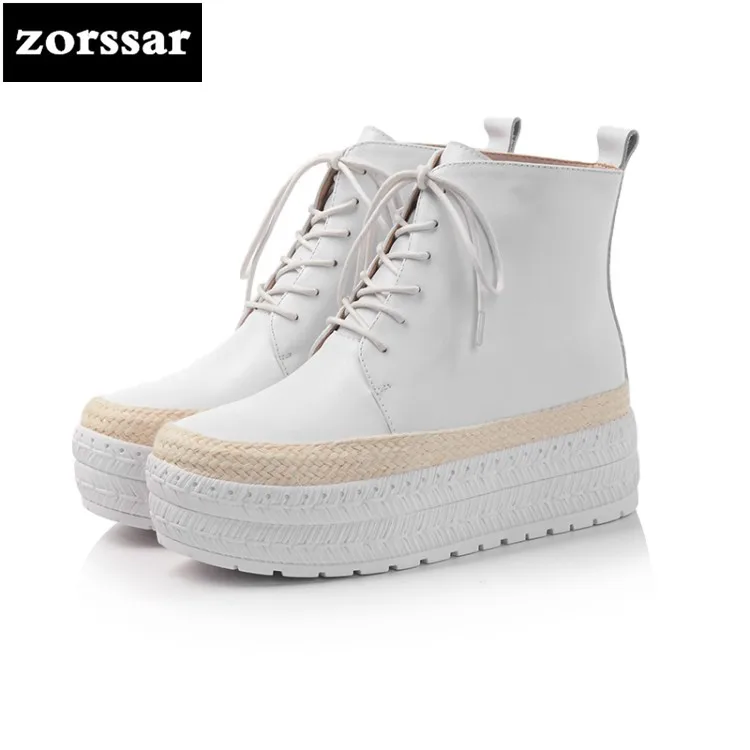 

{Zorssar} 2018 New arrival fashion High heel Boots ankle Women snow boots Genuine Leather platform boots women shoes Winter