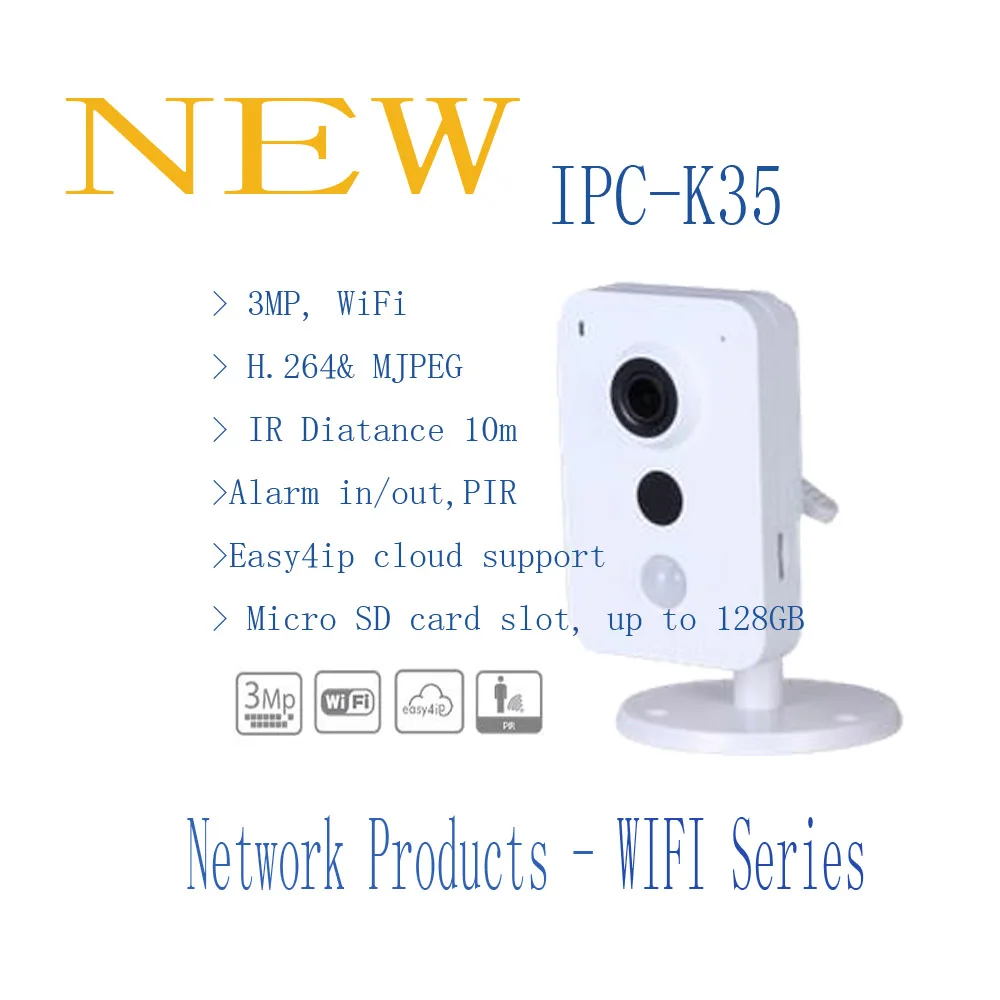 Free Shipping DAHUA Security IP Camera WIFI Camera CCTV 3MP FULL HD K Series Wi-Fi Network Camera Without Logo IPC-K35