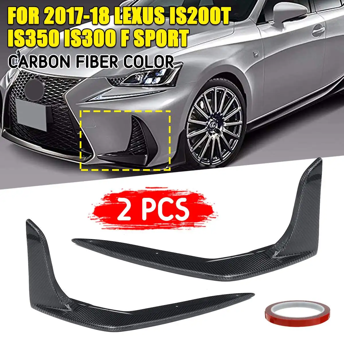 

Real Carbon Fiber Car Front Bumper Lip Spoiler Splitters Diffuser Fit For LEXUS IS200T IS350 IS300 F SPORT 2017-2018 Apron Lip