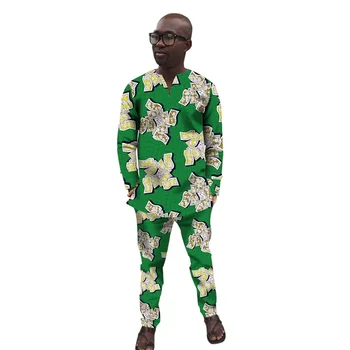 

African Men Clothing Sets Fashion Tops+Trousers Set Fashion Printing Clothing Dance Festive Costume Africa Clothing Customized